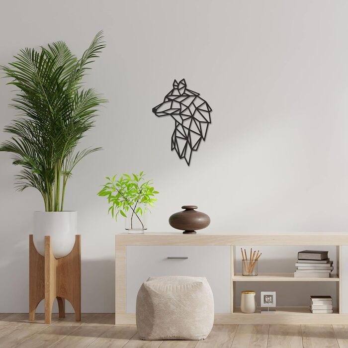Панно WOLF 40x28см в чорному кольорі Настінне оздоблення дерев'яний вовк Настінне оздоблення деко настінне мистецтво Вирізання Нас