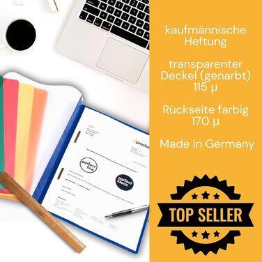 Папок-застібок (PP) DIN A4, 5 кольорів, пластик, що переробляється, зроблено в Німеччині - стійкі до документів та без кислот - 1 комплект (1 x 20 шт.), 20