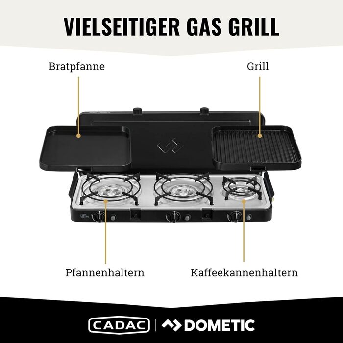 Гриль - Портативні грилі - Поверхня для приготування їжі з нержавіючої сталі - У комплекті захисний чохол - Кемпінг - Обов&39язкові речі для барбекю 3 Cook Turbo FFD 50mBar, 3 Cook Turbo FFD Deluxe - 50mBar -