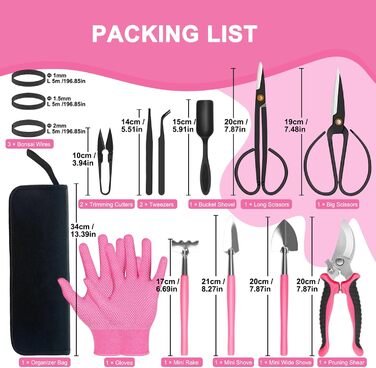 Набір інструментів для бонсай, 16 предметів секатор, ножиці для бонсай, дріт для формування, міні-граблі та лопатка C