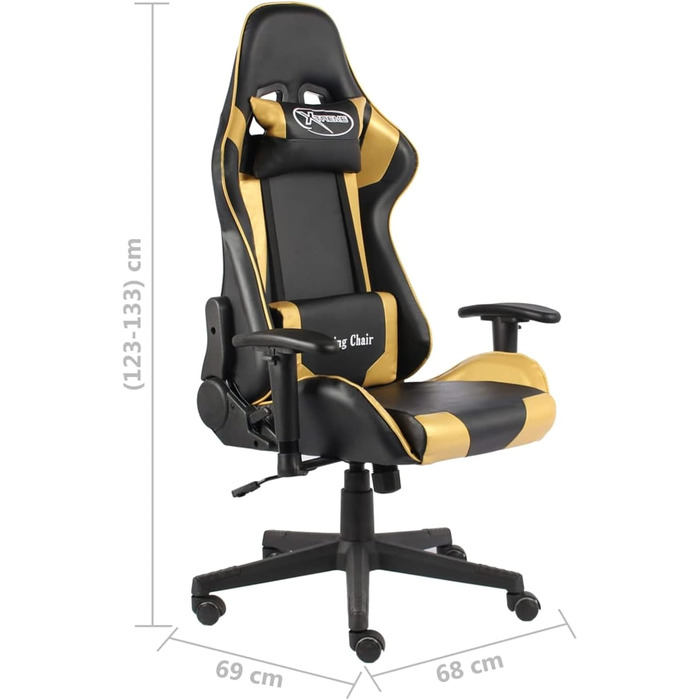 Обертове ігрове крісло, офісне крісло, ігрове крісло, письмове крісло, обертове крісло, золотистий ПВХ
