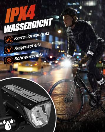 Набір світлодіодних велосипедних ліхтарів Tekwet, 100 люкс, водонепроникний, світлодіодний, чорний