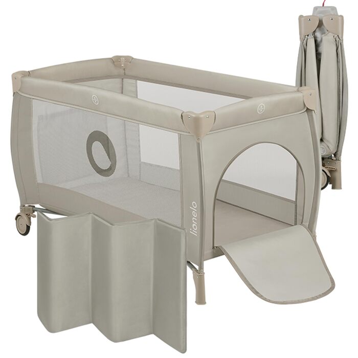 Дитяче ліжечко Lionelo Stefi Plus для подорожей до 15 кг, з матрацом, бічний вхід, блискавка, високоякісний пінопластовий матрац, бежевий