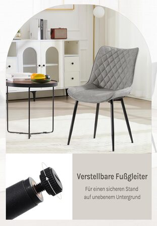 Обідні стільці WOLTU, Комплект з 2 шт. , Кухонні стільці, Стільці для вітальні, М&39які стільці зі спинкою, Для їдальні, Кухні, Вітальні, Офісу, Сидіння зі штучної шкіри, Металеві ніжки, Сірий BH210gr-2 Сіра штучна шкіра