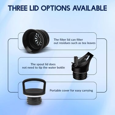 Пляшка для води HoneyHolly 750 мл без BPA з нержавіючої сталі, герметична двостінна ізольована пляшка з трубочкою, нержавіюча сталь 18/8, термос - морський зелений, світло-фіолетовий, темно-синій та чорний - 750 мл