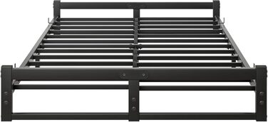 Ліжко 120x200 з рейковою основою, металеве ліжко 120x200 - висота підлоги 16 см, каркас ліжка 120x200, ліжко-платформа з металу, гостьове ліжко, двоспальне ліжко, пружинний блок не потрібен, безшумне, чорний каркас ліжка чорний - низьке ліжко 120 x 200 см