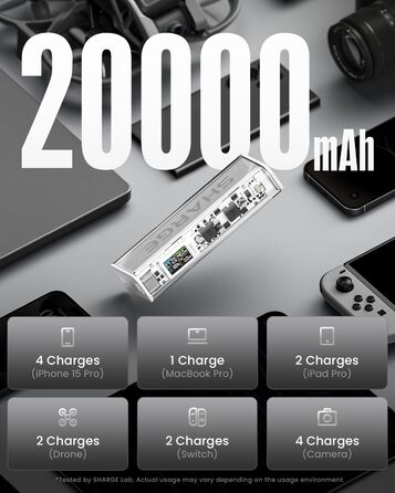 Прозора акумуляторна батарея з портами USB-C USB-A і розумним дисплеєм, ноутбук зовнішні акумулятори для мобільних телефонів для i