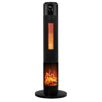 Окремостоячий обігрівач Tronitechnik вежа 1000/2000 Вт з пультом дистанційного керування, таймером, ефектом димоходу, керамічним вежевим обігрівачем, функцією коливань, TT-KH-73 - чорний