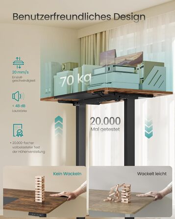 Електричний письмовий стіл SONGMICS з регульованою висотою, 120 x 60 см, безступінчасте регулювання, функція пам&39яті з 4 рівнями висоти, вінтажний коричневий - чорний LSD015X01 120 x 60 см вінтажний коричневий чорний