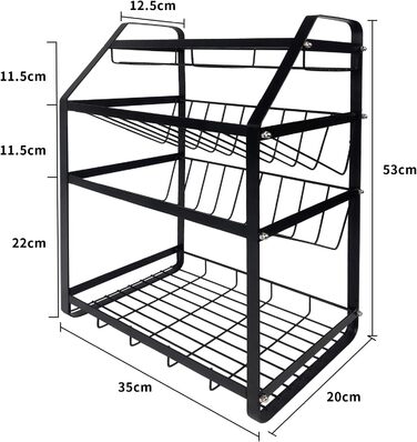 Постійна полиця для спецій, 4 яруси, металева полиця для спецій, не потребує свердління, підставка для спецій, тримач для спецій, органайзер для банок для спецій з 8 гачками, кухонна полиця для зберігання спецій - тип A