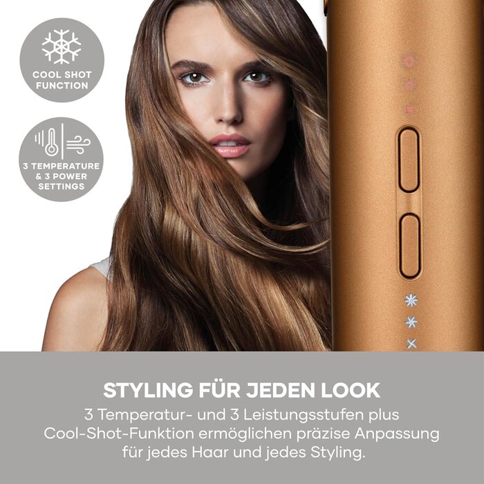 Фен для волосся Severin HT 0172 з іонізацією та функцією Anti-Frizz, 2000 Вт, 3 режими температури та потужності, холодний обдув, з концентратором та дифузором, S-Style, бронзовий/чорний