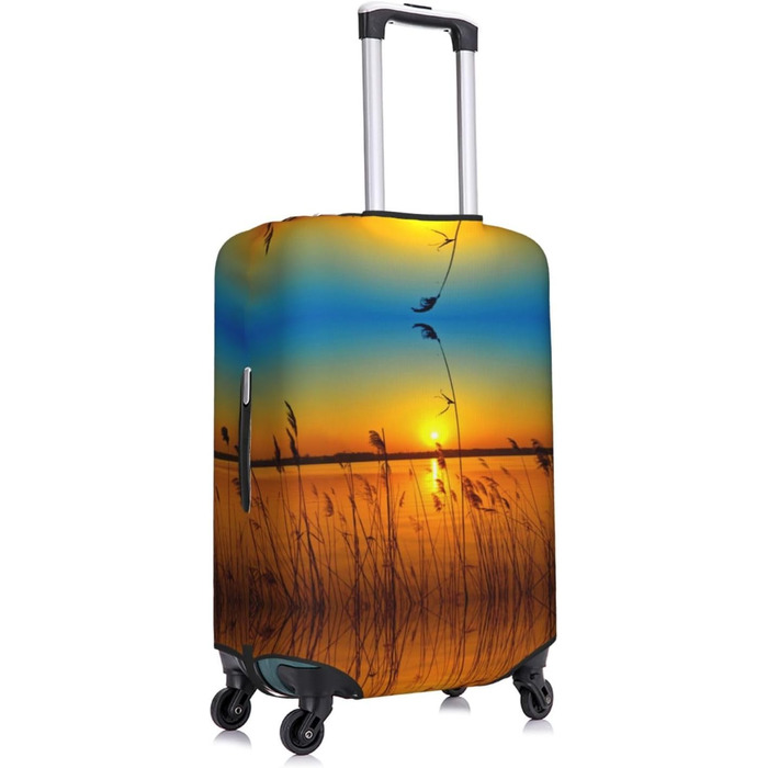 Чохол для валізи Прибережна тростина з принтом, еластичний захист від подряпин та пилу, чорний, розмір 95