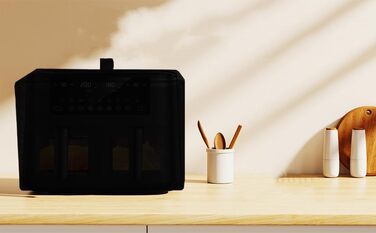 Термостійка, водонепроникна та пилонепроникна кришка для фритюрниці Cookwise AF2-40D06/Philips з подвійним кошиком серії 3000 (NA350/00), 9 л, фритюрниця (чорна)