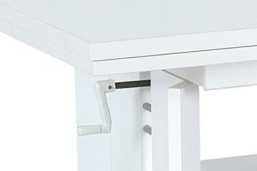 Функціональний журнальний столик Dario, глянцеве біле лакування, розсувний 110-180 см, регульована висота 50-60 см, полиця, ручний механізм