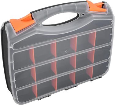 Двосторонній органайзер для деталей Haofy з кількома відділеннями та прозорою кришкою, міцний ПВХ-пластик для обслуговування та технічних цілей, портативна коробка для зберігання