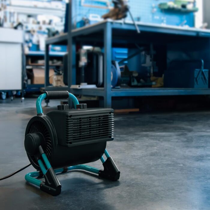 Електричний обігрівач VONROC Pro - Тепловентилятор - Обігрівач для гаража та майстерні - 1350 Вт/2000 Вт - Кераміка - 2 режими нагріву та вентилятор охолодження - Термостат - З функцією нахилу 90 - 20 м