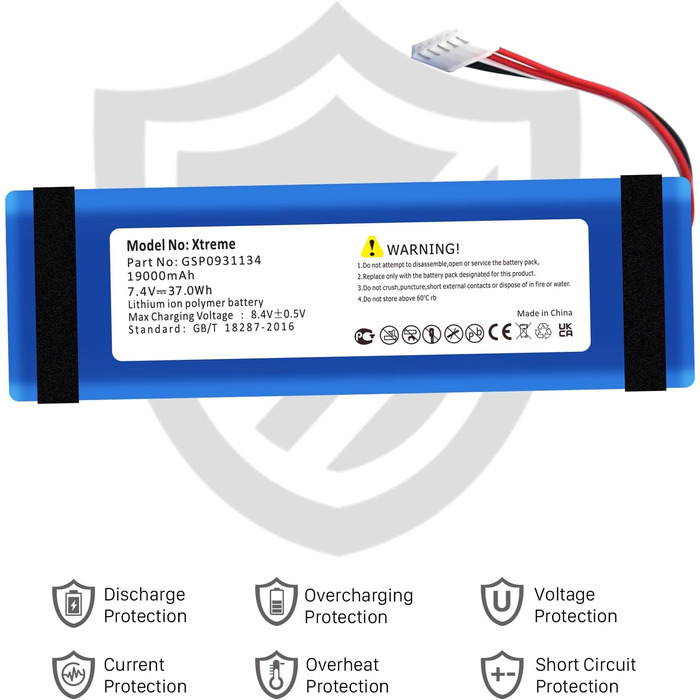Акумулятор для JBL Xtreme, 19000 мАг високої ємності GSP0931134 Замінний акумулятор для JBL Xtreme, Xtreme 1, колонок JBL Extreme, акумулятора для музичної скриньки, акумулятора для саундбокса, замінного акумулятора для динаміка