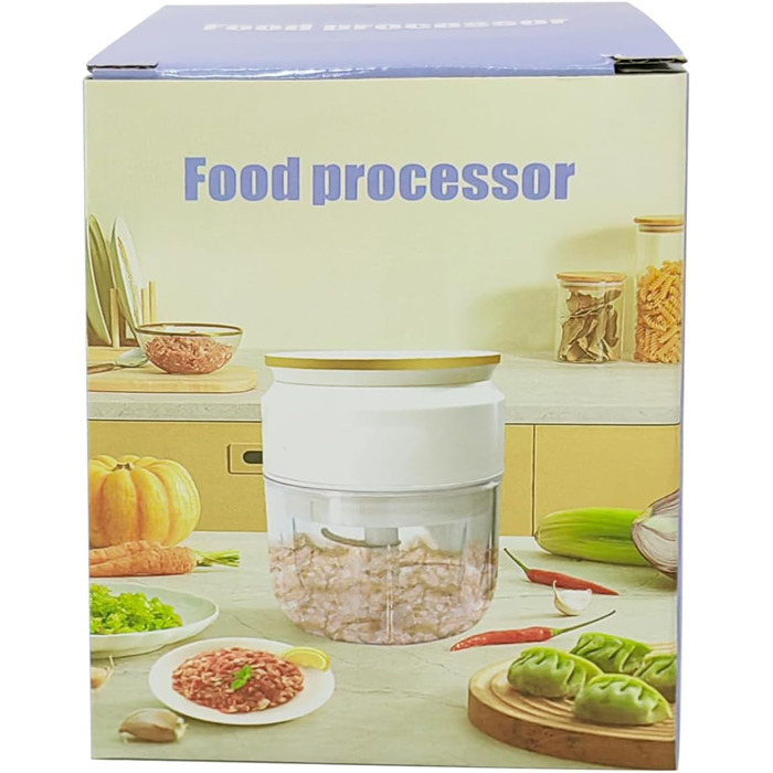 Подрібнювач цибулі, електричний подрібнювач, електричний подрібнювач цибулі, подрібнювач овочів, блендер, мульти та універсальний подрібнювач 300 мл робочий контейнер із зарядним кабелем (білий)