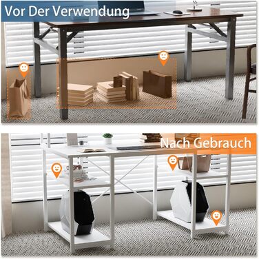 Стіл Devoko з підставкою для монітора, комп'ютерний стіл з полицями, офісний стіл з книжковою полицею, комп'ютерний стіл для мален