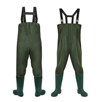Вейдерси, водонепроникні рибальські вейдерси з нейлону 70D, композитного ПВХ, рибальські штани з нековзними гумовими чобітьми, вейдерси для ставка, вейдерси для захисту від повені, для будівельних майданчиків, риболовлі, ферм, садів, без гачків, розмір L,