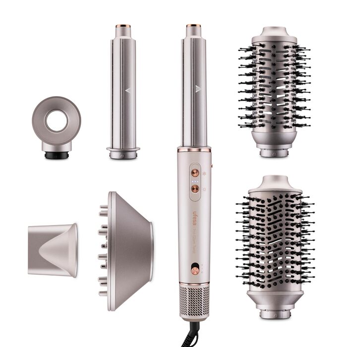 Стайлер для волосся Ufesa Pro Glam Twist 7-в-1 цифровий безщітковий двигун, Coanda-система, керамічне покриття, іонізатор та професійні аксесуари, рожевий