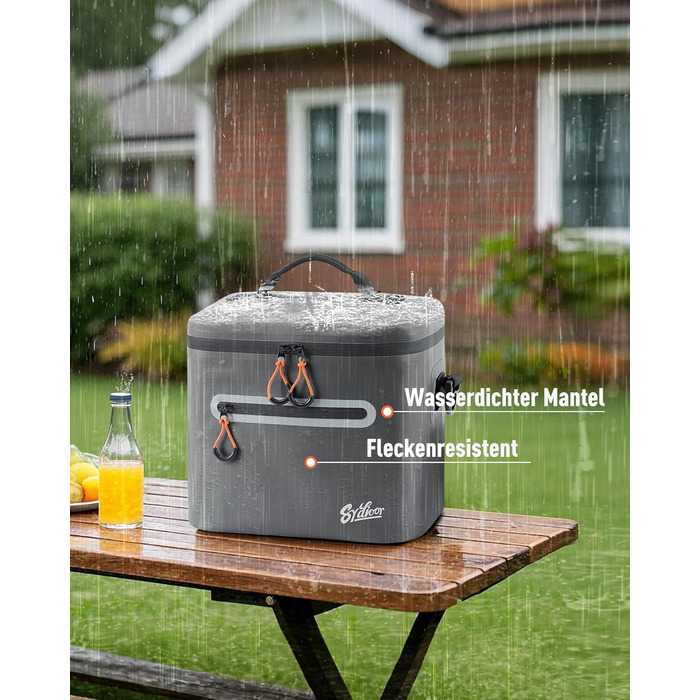 Сумка-холодильник 7/14/24 л - Ізольована та водонепроникна Портативна міні-сумка-холодильник з термоізоляційним шаром Легка для кемпінгу, пікніків, пляжу та барбекю - Герметична та міцна темно-сіра 14 л