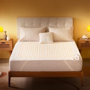 Електрична ковдра Sonive з автоматичним вимкненням, 150x80 см, ковдра з підігрівом та 3 режимами нагріву, можна прати в пральній машині, швидко нагрівається, біла