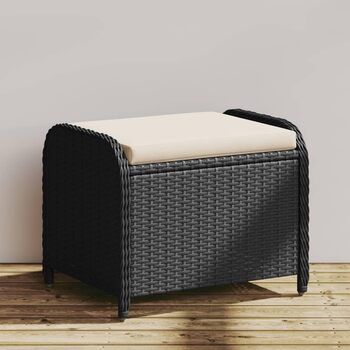 Табурет садовий з подушкою чорний 58x46x46 см Poly Rattan,365733