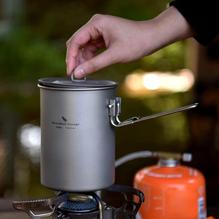Мл Титановий кухоль Кемпінговий горщик Каструля для приготування їжі Зовнішня легка чашка для кави зі складною ручкою та кришкою П
