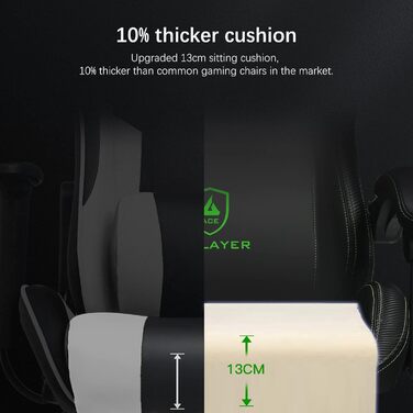 Ігрове крісло GTPLAYER, ергономічне ігрове крісло, стілець для роботи, гоночне крісло для ПК з підставкою для ніг, динаміки, музика, офісне крісло, витримує до 150 кг, зелений