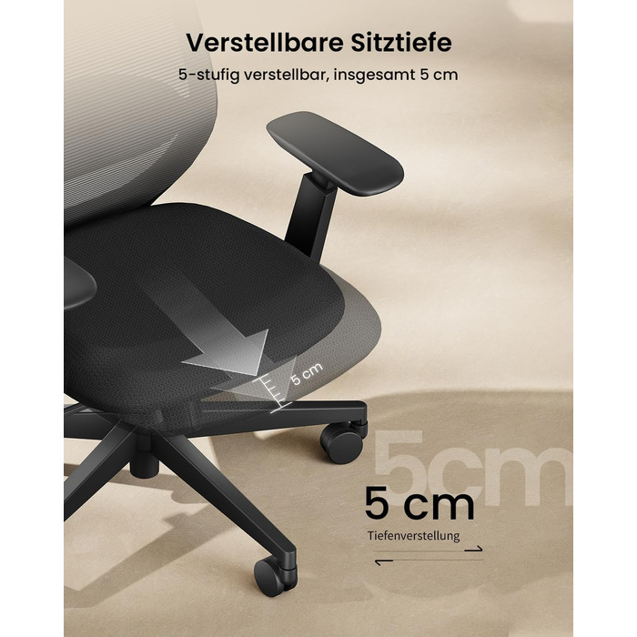 Ергономічне офісне крісло ProtoArc EC200, робоче крісло з регульованою поперековою опорою по висоті та глибині, глибина сидіння, регулювання висоти, 3D-підголівник, комп&39ютерне крісло для домашнього офісу, чорне