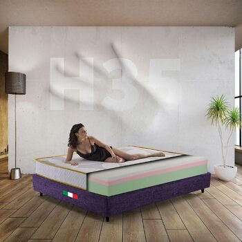 Матрац Comfy Line з піни з ефектом пам&39яті, розмір king-size, 200 x 200 см, американський стиль, багатошаровий, зонований, висота 35 см, ортопедичний матрац для людей з вагою, гіпоалергенний, виготовлено в Італії