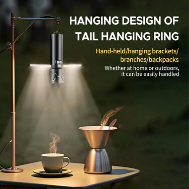 Телескопічний кемпінговий ліхтарик LIXADA, акумуляторний ліхтарик, світлодіодний багатофункціональний кемпінговий ліхтарик ємністю 5500 мАг, наметовий ліхтарик зі штативом, висувний складаний підвісний ліхтарик для походів, риболовлі, подорожей (чорний) 0