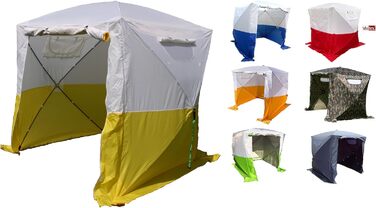 Монтажний намет, намет для будівельного майданчика, розміри 1,90 x 1,90 x 2,00 м, водонепроникний, стійкий до атмосферних впливів, швидкозбиральний, виготовлений з поліестеру, зелено-білий, для використання на вулиці та роботи, від німецького виробника з 