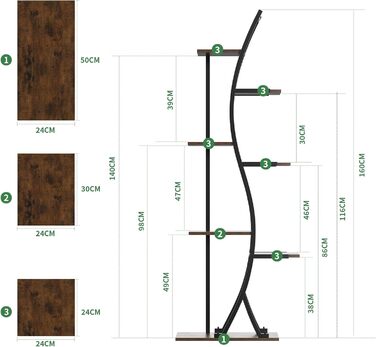 Підставка для квітів JUSTOGO з підсвічуванням для вирощування - 7-рівнева полиця для кімнатних рослин з дерева та металу, велика полиця для кімнатних рослин 160 см для вітальні, балкона, спальні