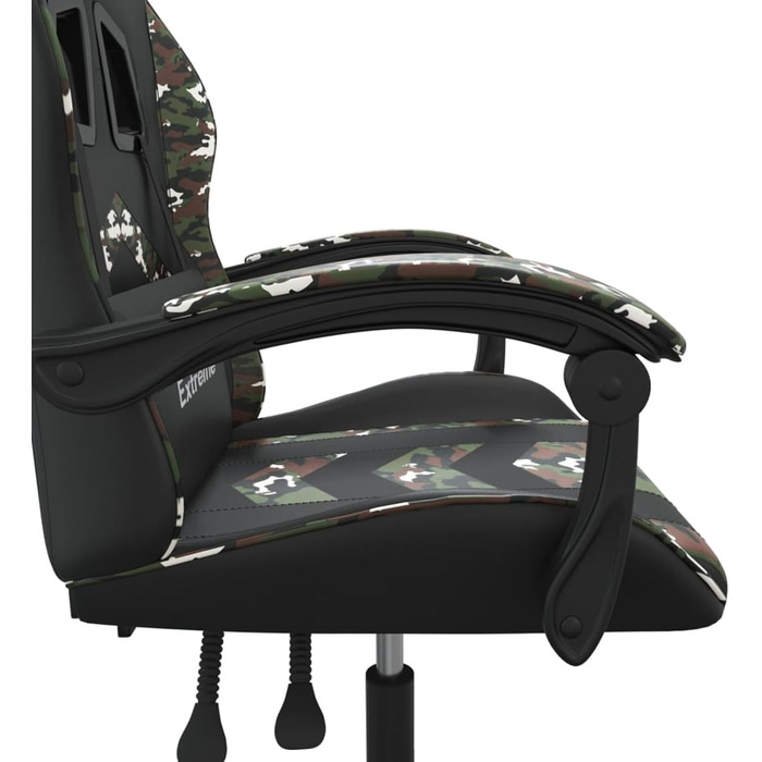 Геймерське крісло з функцією відкидання, штучна шкіра чорного/камуфляжного кольору, 57,5x59,5x121-131 см, для ігрового досвіду Модель 3143901