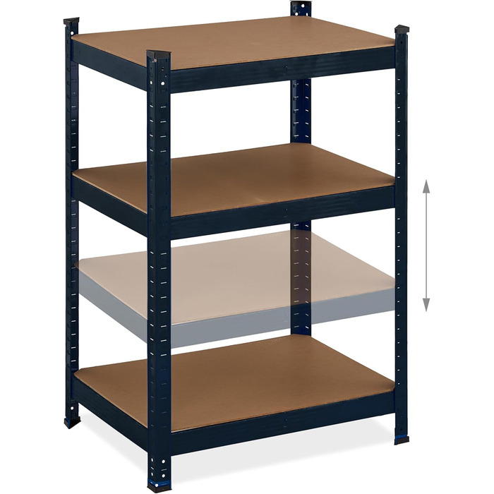 Чорний надміцний стелаж Relaxdays, висота та довжина 180x60x45 см, 500 кг, 5 полиць, для підвалу, гаража, модульна полиця для зберігання, сталь, 80, чорний