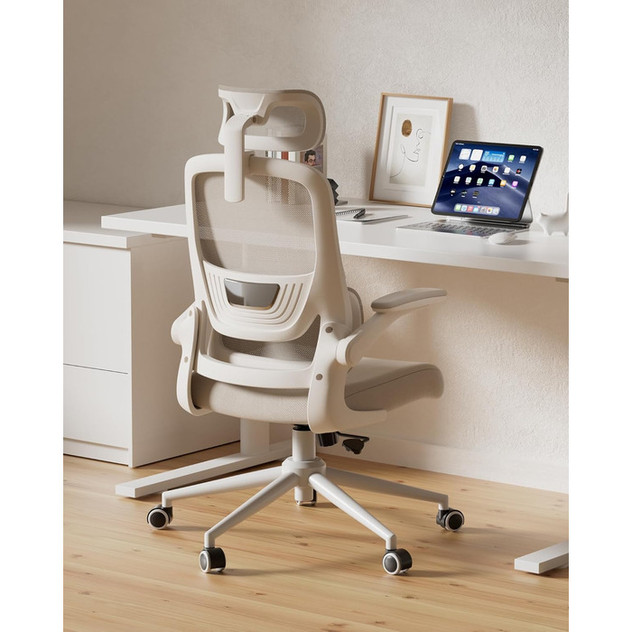 Ергономічне офісне крісло Hbada P1, стілець для роботи з регульованою поперековою опорою, стілець для домашнього офісу з 2D-підголівником, складними підлокітниками, обертове комп&39ютерне крісло, сірий колір