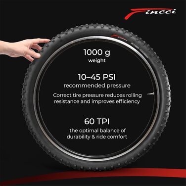 Велосипедні покришки Fincci MTB (29x2.6 дюйма) для бездоріжжя та бруду