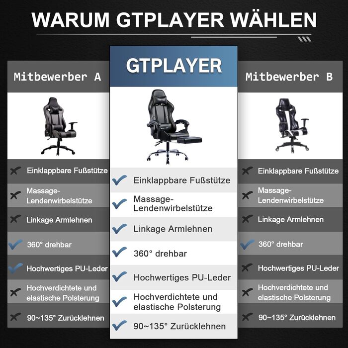 Офісне крісло Ігрове крісло Масажне ігрове крісло Ергономічне ігрове крісло з підставкою для ніг, підголівником, масажною подушкою для попереку, м&39яким ігровим кріслом, обертовим кріслом чорного кольору
