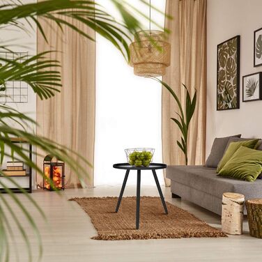 Металевий журнальний столик, 46 x 50 см, сучасний круглий диван-столик для вітальні, чорний, практична тумбочка для спальні