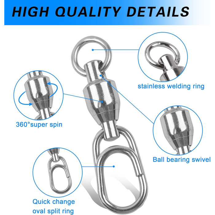 На шарикопідшипнику Риболовні вертлюги Риболовні вертлюги на кулькових підшипниках із замковими застібками Риболовний вертлюг На кулькових підшипниках із бочком Спінінг Риболовля Аксесуари для морської риболовлі