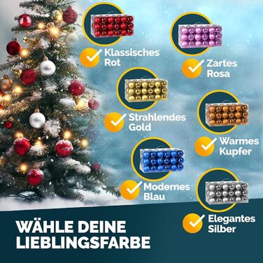 Різдвяні кульки набір з 54 шт червоні Deuba