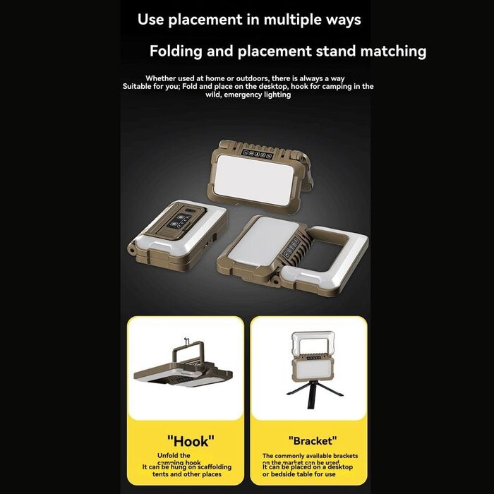 Підвісний світильник портативний магнітний світлодіодний кемпінговий ліхтар акумуляторний смарт-ліхтар наметовий світильник на відкритому повітрі походи без підставки A як зображено