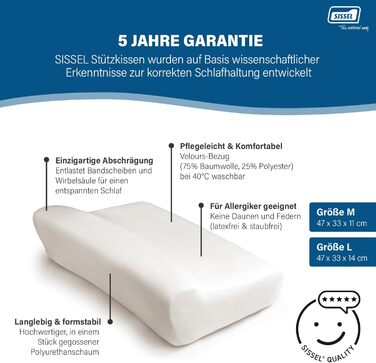 Класична ортопедична подушка для шиї з велюровим чохлом, розмір L (47 x 33 x 14 см)