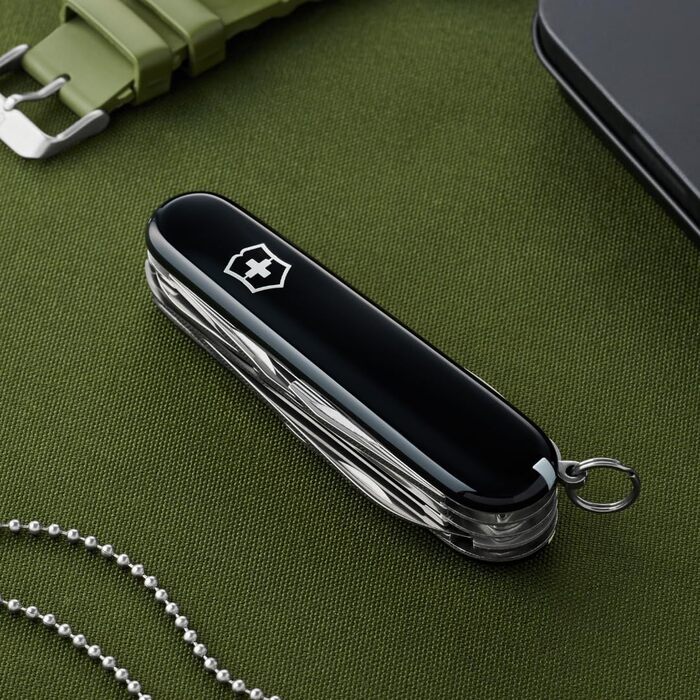 Швейцарський армійський ніж Victorinox Huntsman, мультитул, швейцарський армійський ніж з 15 функціями, лезо, штопор, консервний ніж, складана коробка, чорний