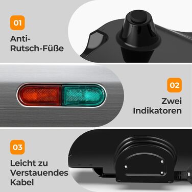 Бутербродниця OSTBA APPLIANCE, тостер для сендвічів на 2 сендвічі, тостер для сендвічів з автоматичним контролем температури та антипригарними пластинами, 900 Вт, чорний/нержавіюча сталь