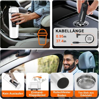 Подорожній чайник автомобільний 12v 24v для автомобіля вантажівки таксі дитини, чайник швидкого нагріву для автомобіля подорожня к