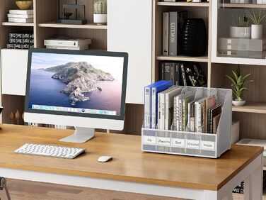 Металевий офісний органайзер EasyPAG A4 з 5 кишенями, тримач для документів, лоток для файлів, тримач для журналів, лоток для листів, органайзер для паперових журналів, білий