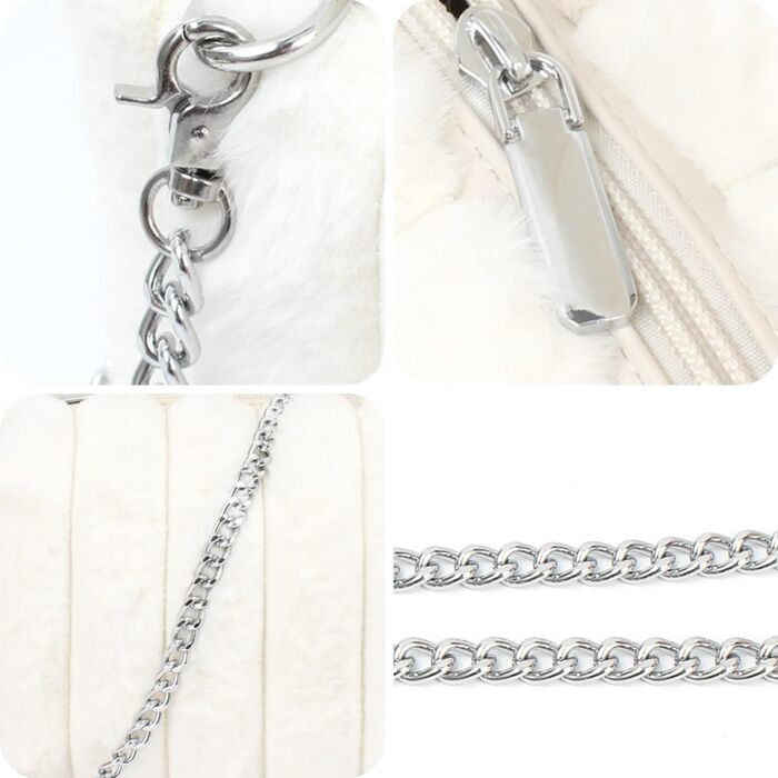 Біла пухнаста вечірня сумочка-клатч зі штучного хутра на ланцюжку для весілля, випускного або вечірки